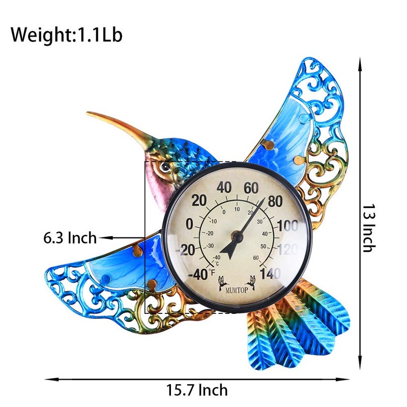 MUMTOP Indoor Outdoor Thermometer Hummingbird Waterproof Wall Mounted Thermometer for Patio, Yard, Garden - Image 3